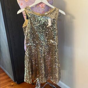 Gap girls gold sequin party dress 12 New